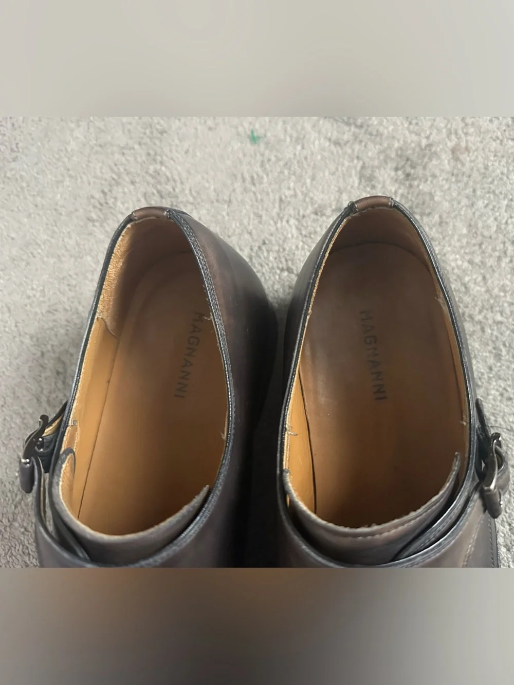 Magnanni Brown Leather Double Monk Strap Wingtip Oxford Shoes Men’s 9.5